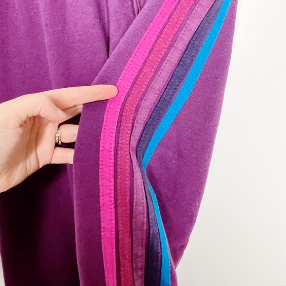 Aviator Nation Purple 5 stripe SweatPant Size M Stripe Pink Blue - Picture 3 of 9